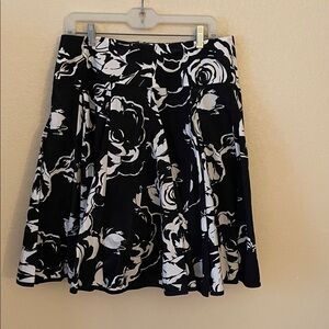 Polo Ralph Lauren Black and White Floral A-Line Skirt